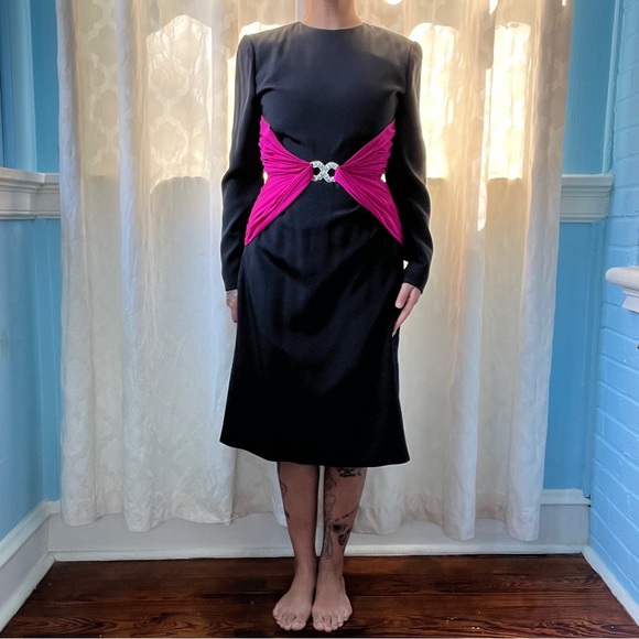 lawrence 100% silk vintage 80s prom dress size 8 - Picture 1 of 8